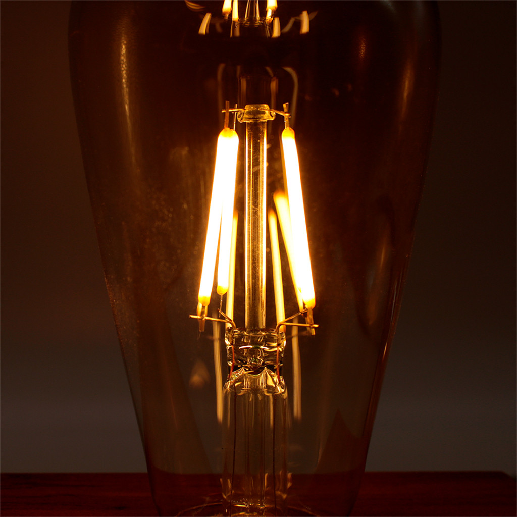 Kit com 6 Lâmpadas Filamento LED Retrô ST64 4W – Ilumine com Estilo Vintage!