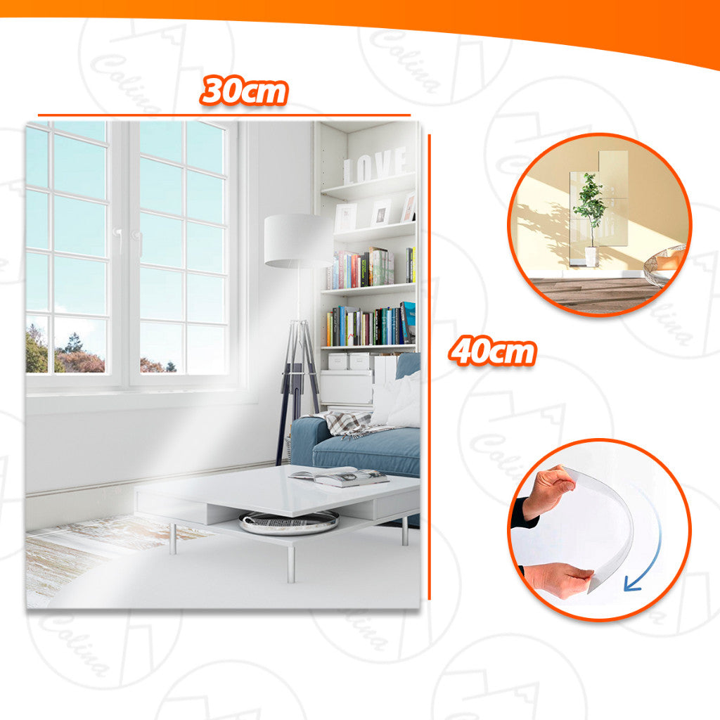 Espelhos Adesivos Acrílico Oval e Retangular Diversos Tamanhos – Decoração Moderna e Versátil!