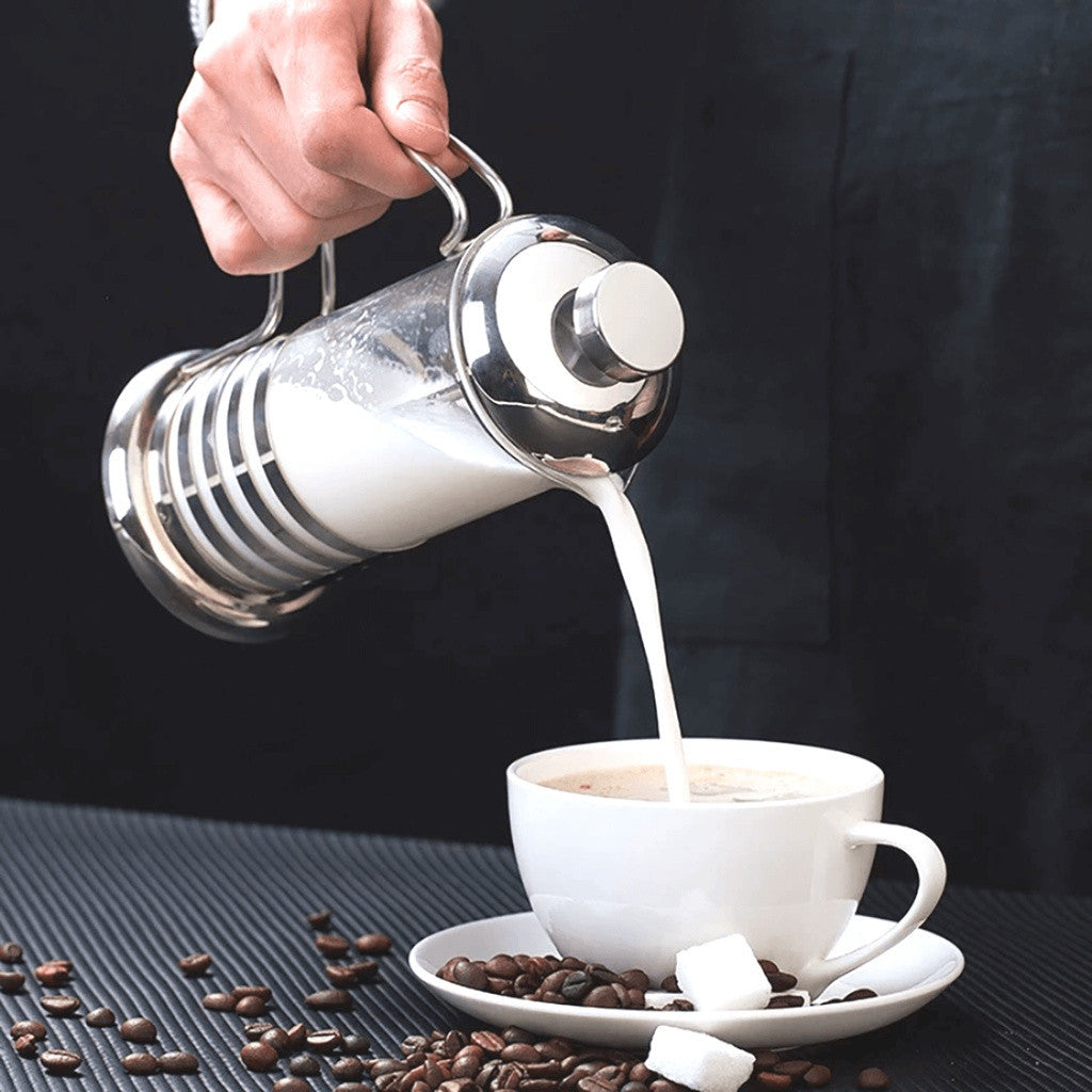 Cafeteira Prensa Francesa Cremeira em Vidro e Inox - Capacidade de 350ml, 600ml, 800ml e 1000ml para Café e Chá