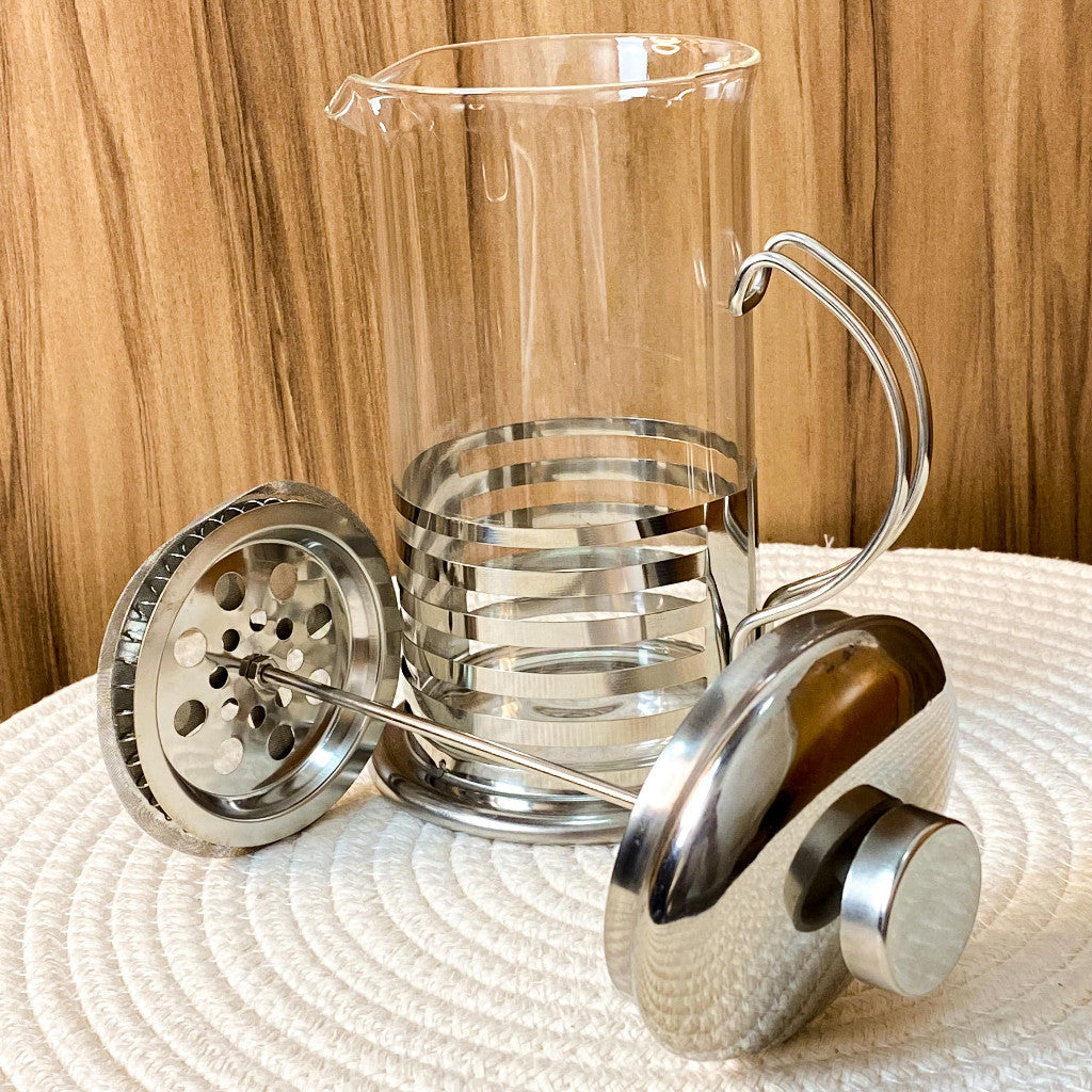 Cafeteira Prensa Francesa Cremeira em Vidro e Inox - Capacidade de 350ml, 600ml, 800ml e 1000ml para Café e Chá