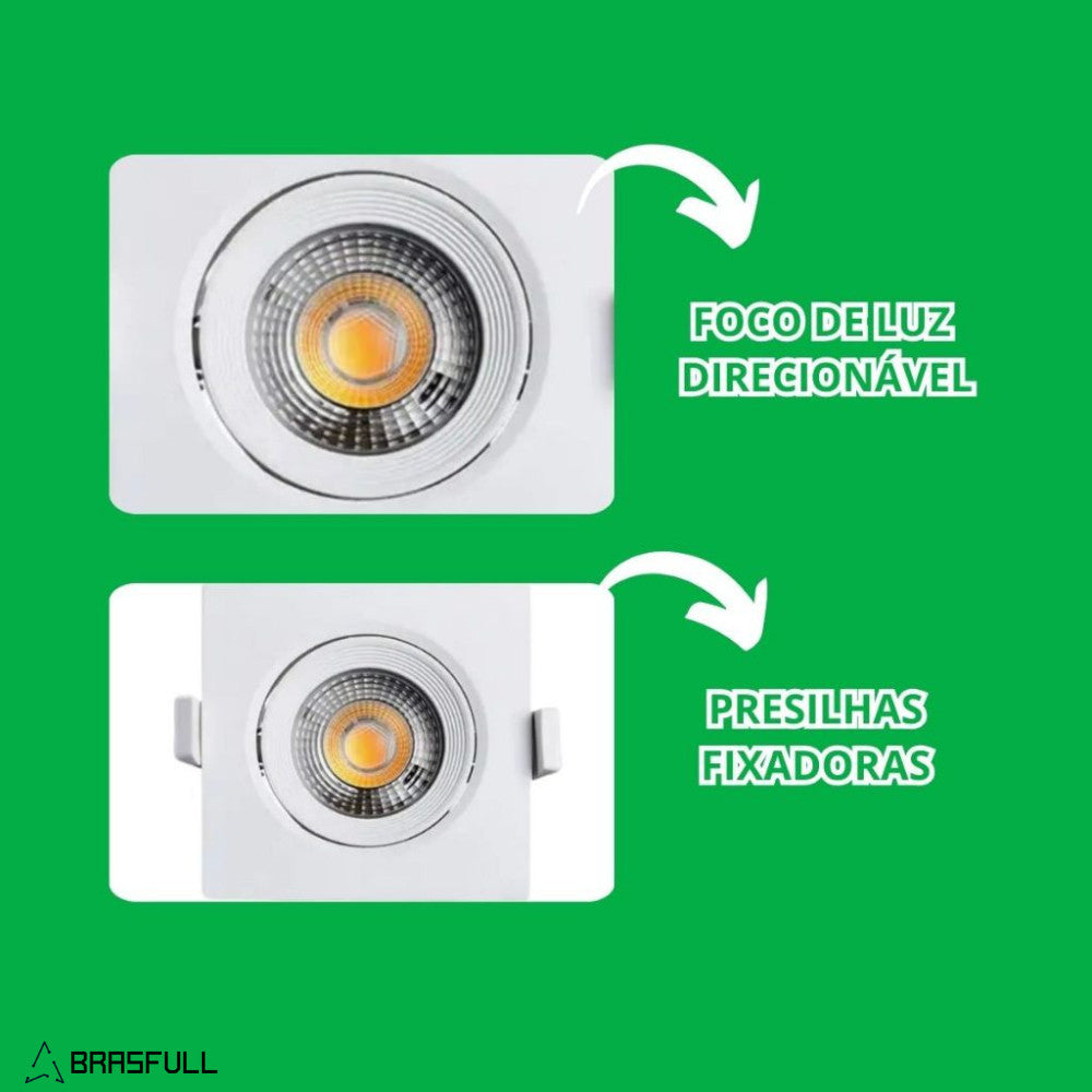 Kit com 10 Luminárias LED Spot 7W Redondo/Quadrado – Iluminação Completa e Sofisticada!
