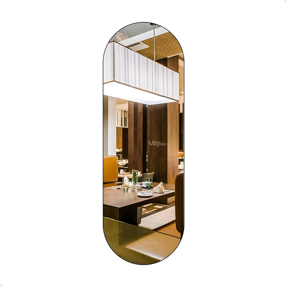 Espelho Oval 100x40 Grande Moldura Alumínio Quarto Sala Decorativo