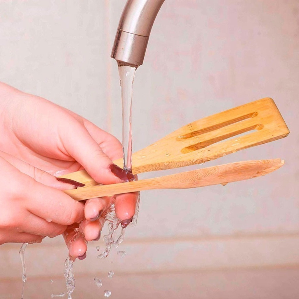 Frigideira Antiaderente com 3 Compartimentos + Kit de 5 Utensílios de Bambu