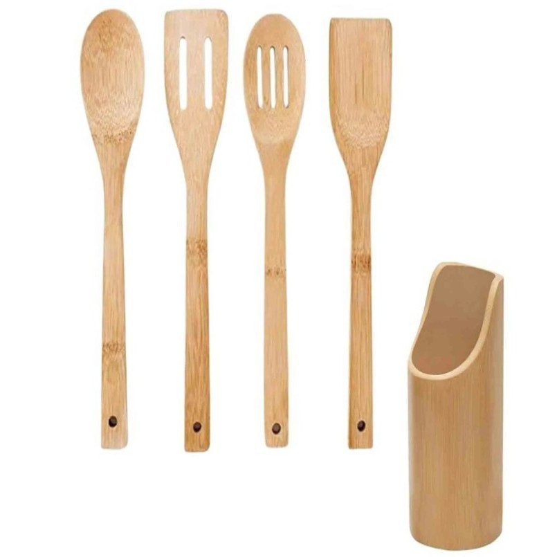 Frigideira Antiaderente com 3 Compartimentos + Kit de 5 Utensílios de Bambu