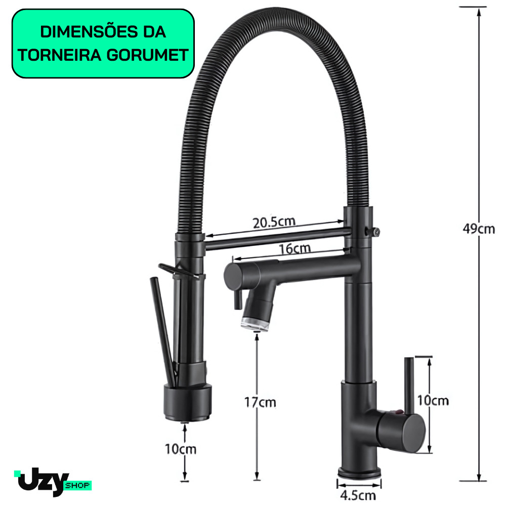 Torneira Cozinha Gourmet Misturador Ducha Duo Spray Preto – Estilo e Funcionalidade Premium!