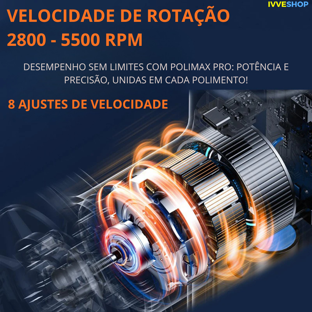 Lixadeira Polidora Portátil Sem Fio Polimax Pro 12V Bateria Extra – Polimento Profissional em Suas Mãos!