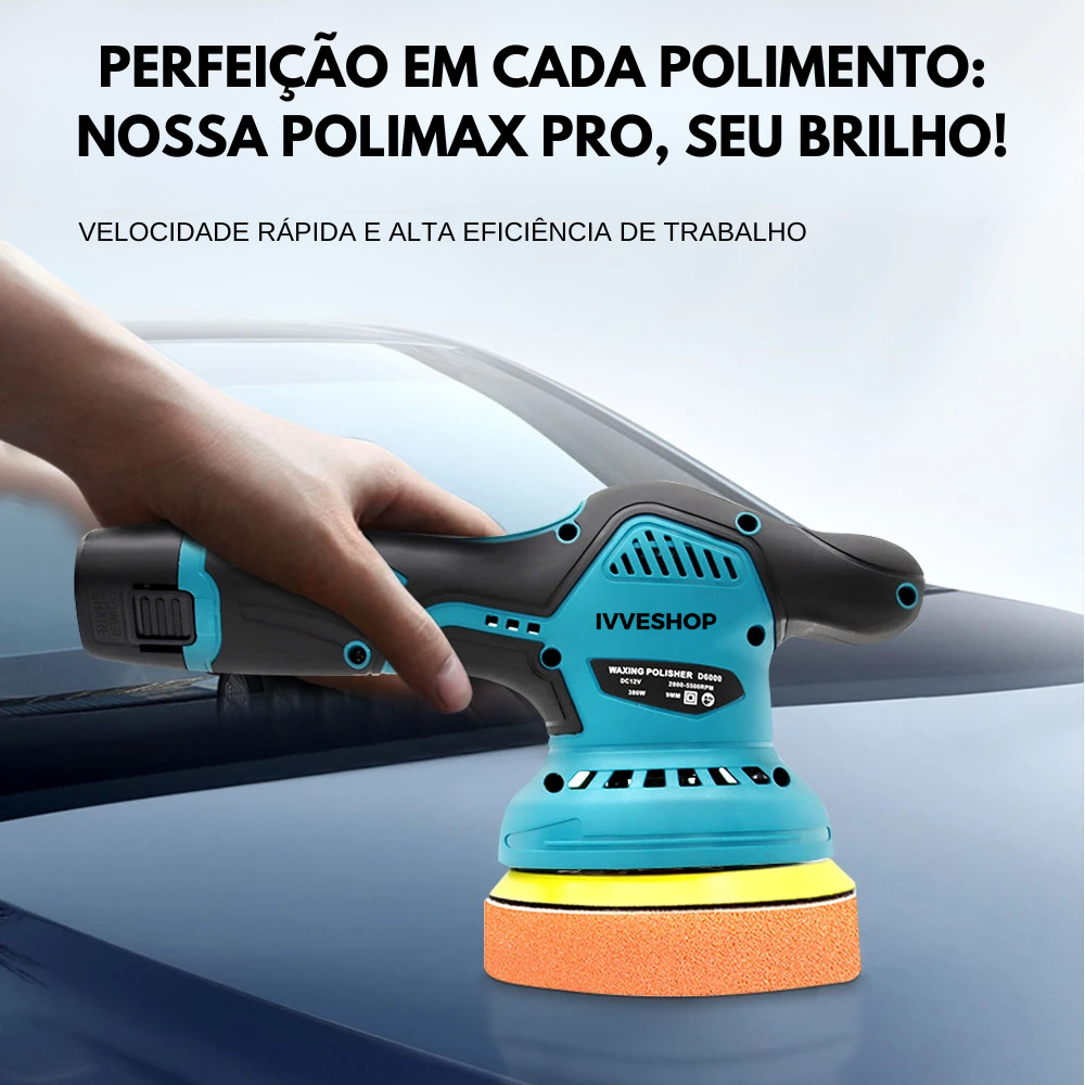 Lixadeira Polidora Portátil Sem Fio Polimax Pro 12V Bateria Extra – Polimento Profissional em Suas Mãos!