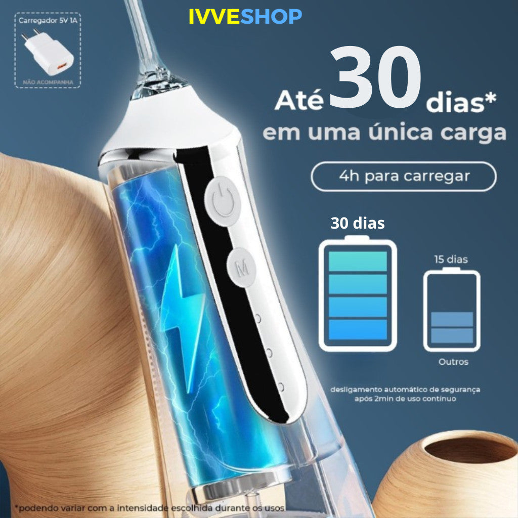 Jato Irrigador Oral Bucal Água Recarregável Portátil Sem Fio + Escova De Dente Elétrica