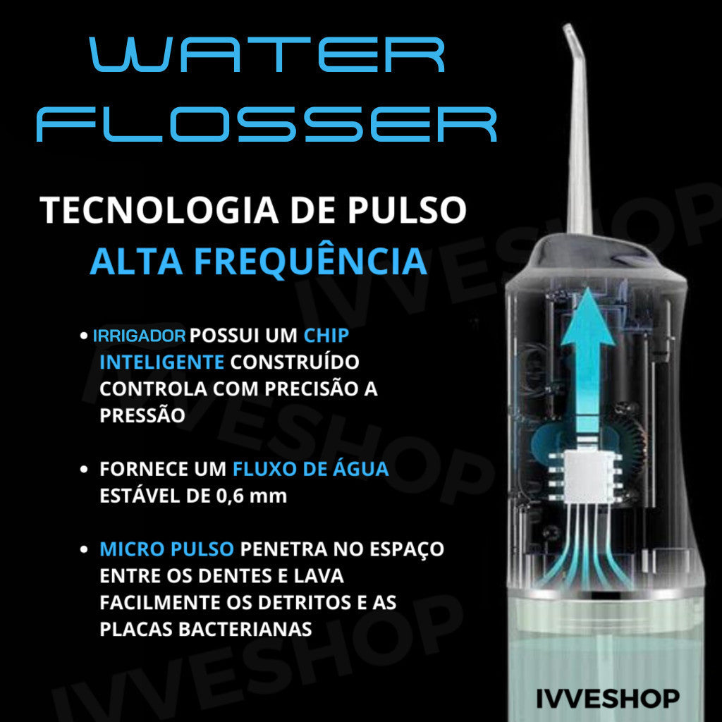 Jato Irrigador Oral Bucal Água Recarregável Portátil Sem Fio + Escova De Dente Elétrica