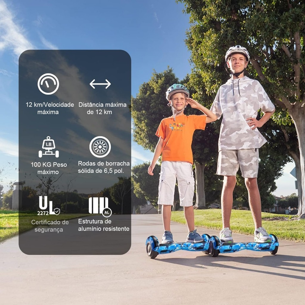 Hoverboard Infantil 6.5 com Led e Bluetooth para Aventuras Estilosas